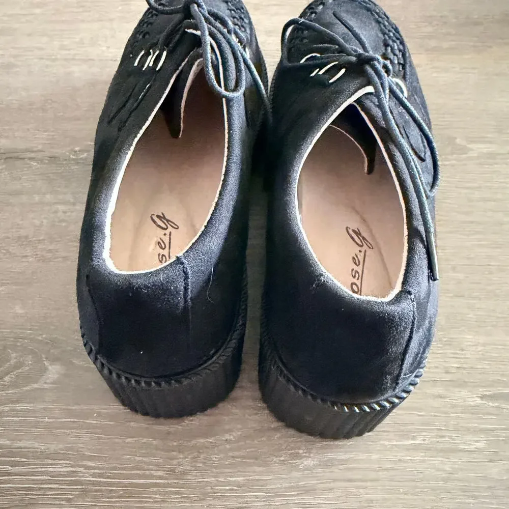 Rose G Black Faux Suede Creeper NEW Womens Size 9 Rockabilly Punk